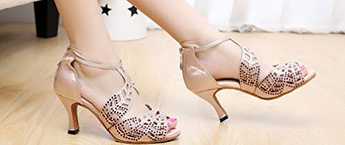 Chaussures de salsa strass à bout ouvert confortables pour danser - 2