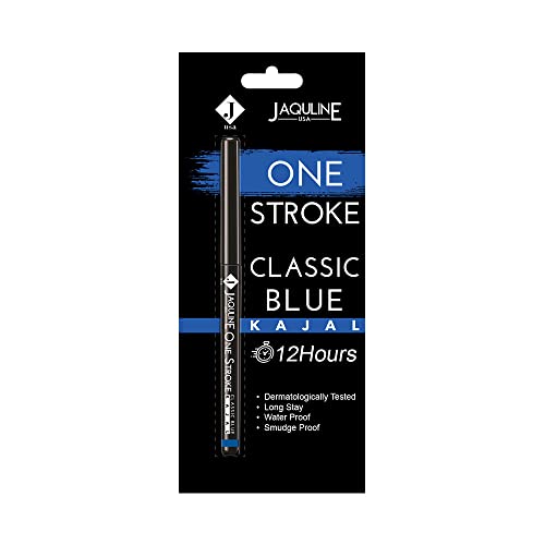 Image of Jaquline USA One Stroke Classic Blue Kajal | Enriched with Oryza Sativa (Rice) Bran Oil | Long Stay Formula | Waterproof | Smudgeproof & Transferproof | Deep Matte Finish | Quick-drying Formula | 0.30g