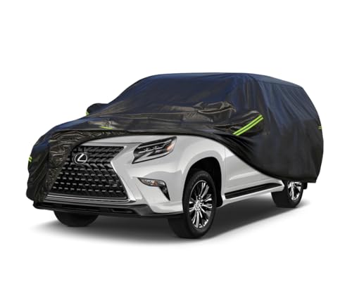 Image of KouKou Waterproof SUV Car Cover Suitable for Lexus GX from 2002 to 2025, 7 Layers Windproof All Weather Waterproof Outdoor Cover Sun Rain UV Dust Snow Protection. Black