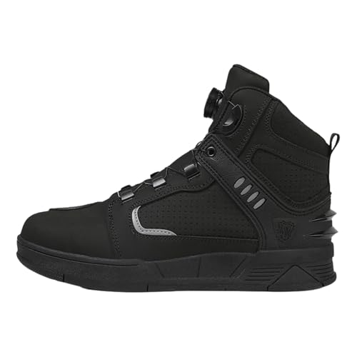 Yummsion Botas Moto Hombre De Cuero,Zapatos De Moto para Hombre,Botines Moto Hombre,Suelas para Mayor ProteccióN Y Propiedades Antideslizantes,Adecuado para Andar En Bicicleta Y Motocicleta