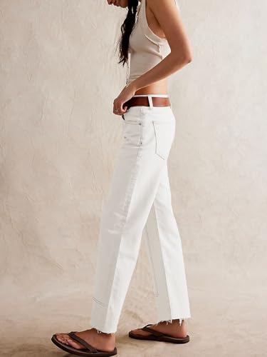 Cicy Bell Womens Straight Leg Stretchy Jeans High Waisted Front Seam Cropped Ankle Denim Pants with Pockets4