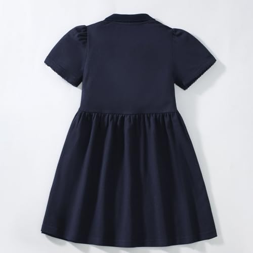 Image of HILEELANG Girls Polo Dress Cotton Short Sleeve Summer Casual School Uniform Dress for Toddler Little Girls 2-8 Years