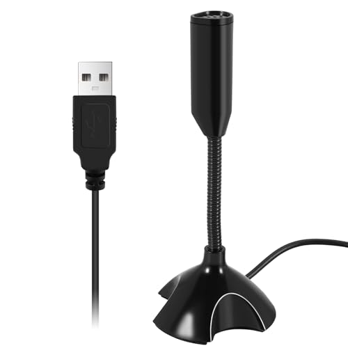 Qusedwey Microfono USB Web Flexible microfono de cancelacion de Ruido para PC Ordenador portatil Stand Negro