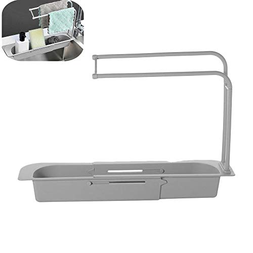 oshidede 2-in-1-Teleskopwaschbecken Zum Entleeren Und Aufbewahren - Schwammablasshalter, Geschirrtuchhalter, Spülkorb, Kein Bohren, Entfernen, Für Die Küche Zu Hause Cover