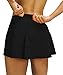 MEIVSO Women's Pleated Workout Tennis Skirts with Pockets Activewear Sports Skort Built-in Shorts Black S