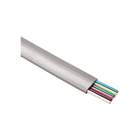 Flat Modular Cable Cord 6 Conductor Stranded Copper 26 AWG 100' FT Bulk Cable Roll RJ12 Gray Telephone CAT3 Wire Silver Satin 6C RJ-12 Phone Wire Cover