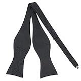 PenSee Mens Self Bow Tie Classic Black Paisley Woven Silk Bow Ties