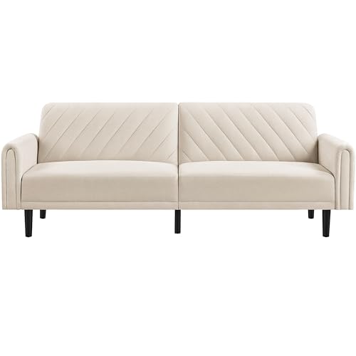 Yaheetech Click-clack 3-Seater Sofa Reclining Daybed Modern Fabric Futon Convertible Couch with Large Side Pockets for Living Room/Bedroom/Apartment Beige Yaheetech Click-clack 3-Seater Sofa Reclining Daybed Modern Fabric Futon Convertible Couch with Large Side Pockets for Living Room/Bedroom/Apartment Beige
