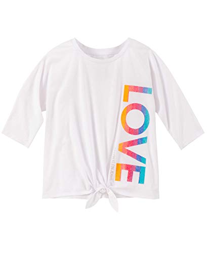 Calvin Klein Big Girls' Calvin Graphic Tee, White Love, L12/14
