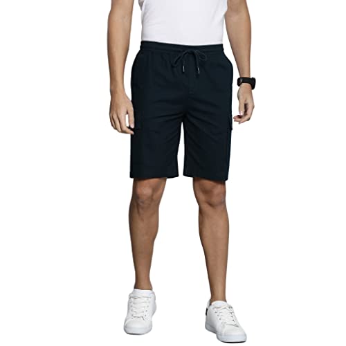Image of The Indian Garage Co Men Slim Fit Solid Mid-Rise Cargo Shorts
