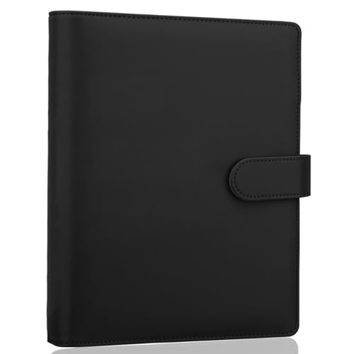 Image of Antner A5 Binder 6 Ring Refillable Notebook Planner Cover for A5 Planner Inserts & Refill Paper, PU Leather Loose Leaf Personal Organizer Photocard Holder Budget Binder with Magnetic Buckle, Black