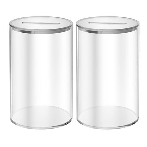 Hucha transparente de gran resistencia con tapa superior extraíble para monedas 2