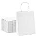 Switory Sacchetto di carta Kraft 25pc con manici, 20x12x26,5cm Sacchetto regalo shopping bianco con manici intrecciati per bomboniere, imballaggio, personalizzazione, trasporto,merce, matrimonio