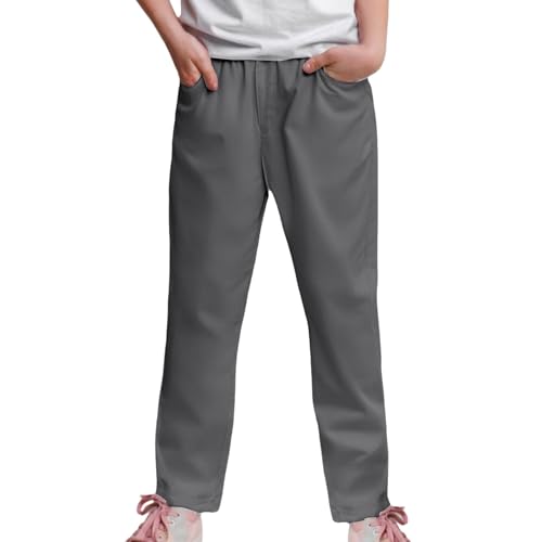 Boys' Stretch Pull on Chino Pants Classic Uniform Youth Twill Pants Kids Dress Slacks Elastic Waist Joggers Sweatpants