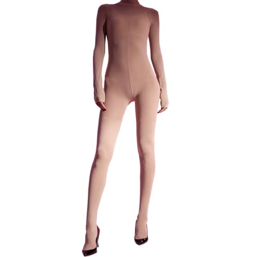 Bodystocking nylon medias sexy mujer lenceria sin entrepierna body ajustable negro