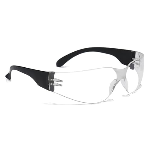 Garosa Gafas Protectoras Gafas de Seguridad Resistentes a Impactos Ultravioleta para Deportes Al Aire Libre - Marco de Plástico (Lente Transparente Pata Negra)