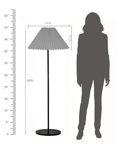 Image of Homesake Modern Floor Lamp for Living Room Traditional Farmhouse Boho Floor Lamp Mid-Century Pole Lamp, Linen Lamp Shade Side Standing Lamps | Corner Lamp Light | Hall Bedroom Office, Pleated White