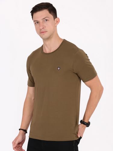 Image of Macroman M-Series Smartz Basics Half Sleeve Round Neck Stretch T-Shirt for Men, Cotton Blend (Pack of 1)
