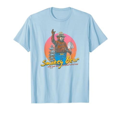 Smokey Bear Retro Smokey Bear Colorful Sunset PSA T-Shirt