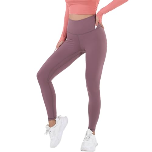 Leggings for Women, High Waist Yoga Pants, Tummy Control Joggers for Women, Soft Sweatpants for Athletic X-Large/27" Inseam Taro Purple