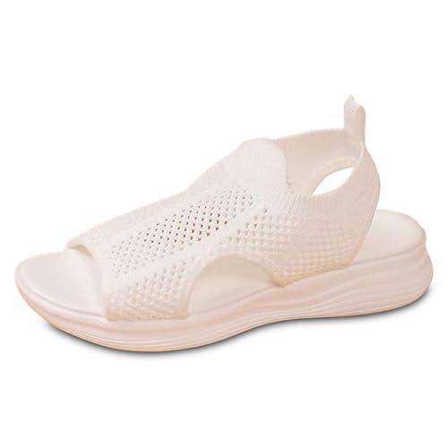 Générique Sandales Femme Été Confortables Orthopédiques Nu-Pieds Élastiques Ouvertes Loisirs Plage Léger Respirante Tricot Pied Large Platform Lavables...