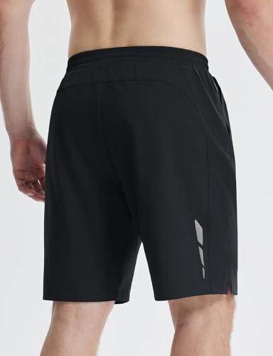 baleaf Men's Athletic Running Shorts 9" Quick Dry Workout Gym Shorts Lightweight Mesh 2 in 1 Shorts with Zipper Pockets2
