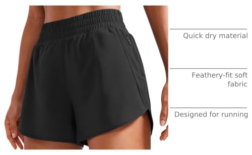 Image of CRZ YOGA Dolphin Athletic Shorts 3 inch | High Waisted, Mesh Liner, Quick Dry, Lightweight, A Zip Pocket, for Women