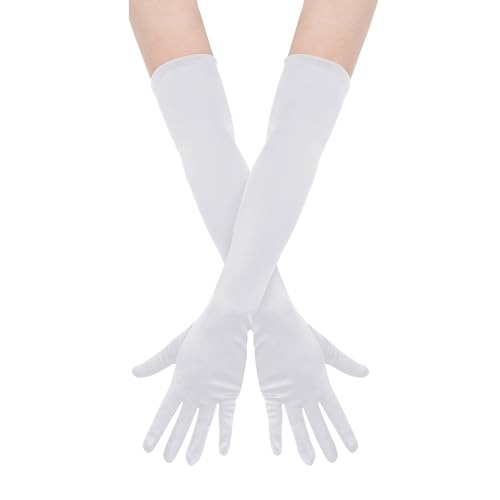 Wobe Long Opera Party 20s Satin Gloves Stretchy Adult Size Elbow Length Wedding