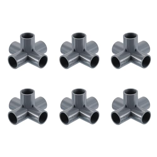 uxcell 1/2" PVC Fittings, 6 Pcs 5 Way Elbow Connector Elbow PVC Furniture Fittings Corner Fitting for Water Supplies PVC Furniture DIY Shelf Greenhouse Tent Connection, Grey by uxcell - Used condition - US$14.93