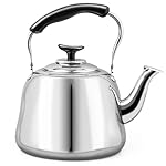2L Tea Kettle Stovetop, Classic Stainless Steel Tea Pot, Whistling Teakettle with Dust-Proof Cap & Fast Heating Base, Teapot for Stove Top, Easy Pouring Water Boiler Perfect for Coffee, Milk, Tea