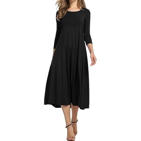HOTOUCH Elegant Casual Midi Dress with Pockets Cover