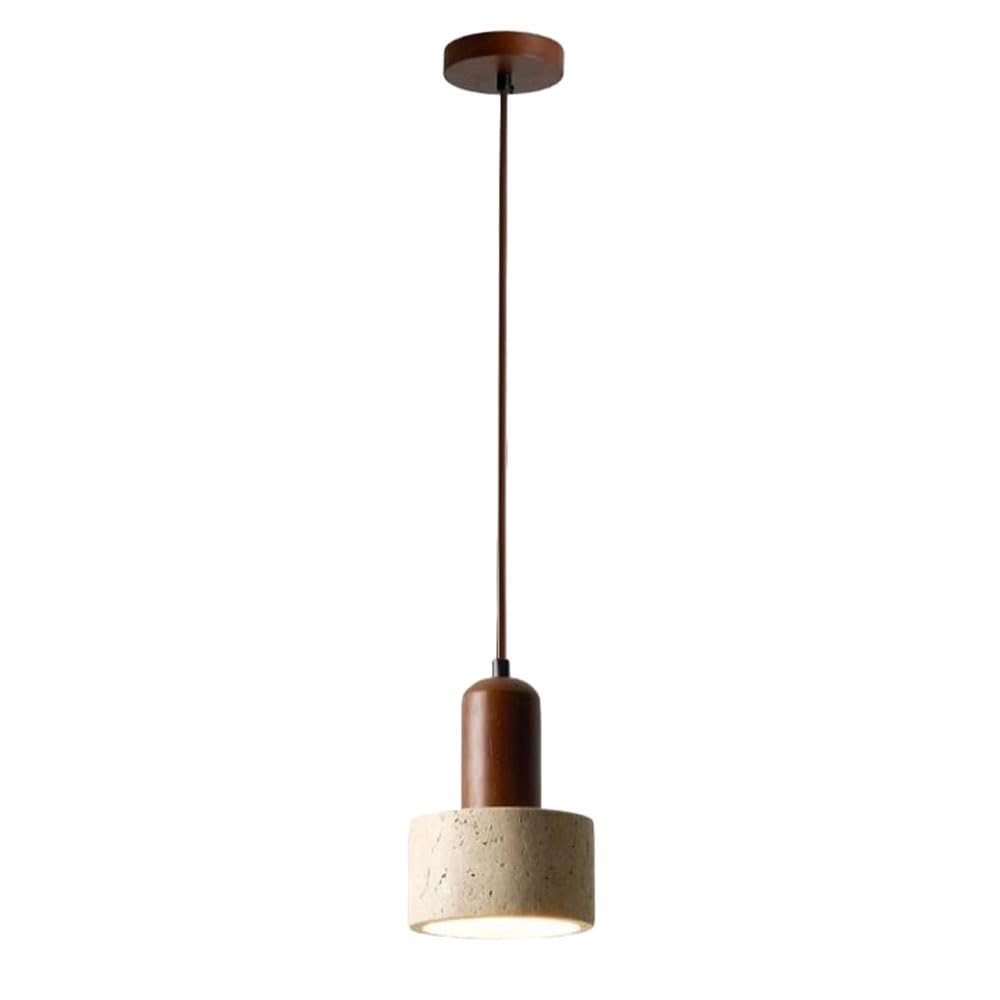 ZGDHWCR Natural Yellow Travertine Hanging Lamp, E26 Light Source Single Head Pendant Light, Industrial Style Chandelier, Kitchen Balcony Living Room Decoration Light Fixtures