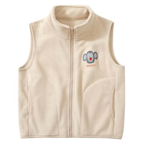 Chaleco Polar Infantil de Doble Capa Chaqueta térmica sin Mangas para Actividades Exteriores Invierno niños y niñas Abrigo Acolchado Exterior (Khaki, 9-10 Years)