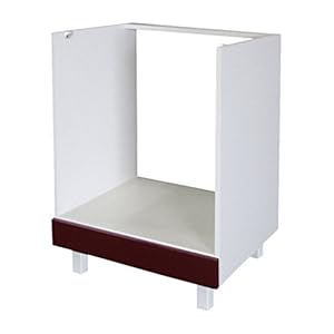 Berlioz Creations CF6BD Unterschrank für Küche mit Backofen, in bordeauxfarbenem Hochglanz, 60 x 52 x 83 cm, 100 Prozent französische Herstellung