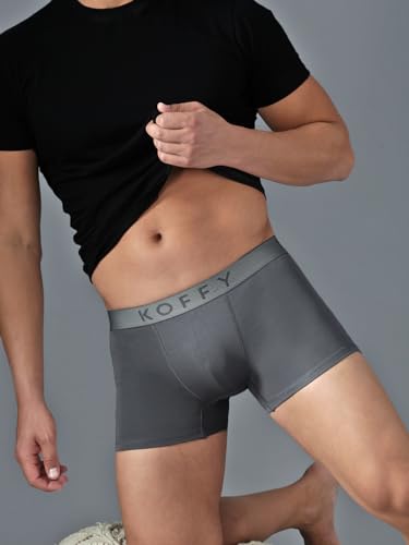 Image of KOFFY Men's Stretchable Cotton Lycra Long Trunk with C-Type Front Open | Wrinkle-Free | Ultra-Soft Elastic