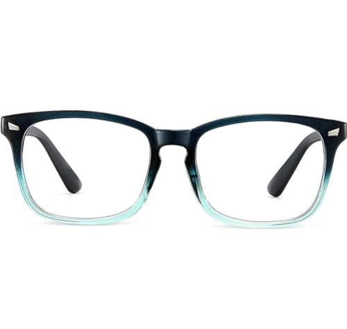 Image of Blue Light Blocking Computer Glasses for Men & Women, Square TR90 Lightweight Eyeglasses Frame, Anti Eye Strain UV Protection, Clear Lens for Gaming Office Reading