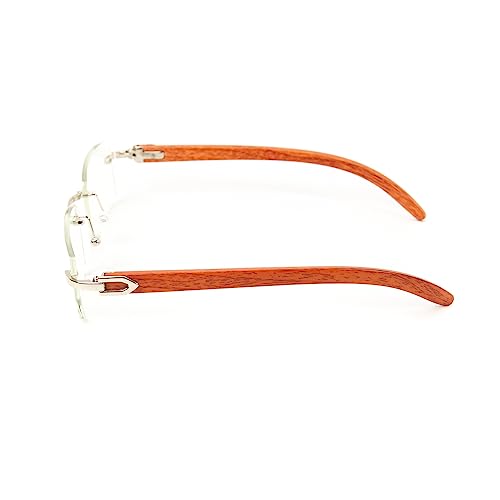 Street Knitted Men's Women's Rimless Vintage Small Woodgrain Rectangular 90's Retro Silver Metal Frame Hip Hop Clear Lens Glasses Trendy Square Buffs Eye Glasses4