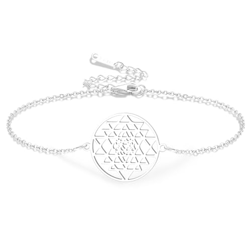 VASSAGO Bracelet chakra Sri Yantra pour homme et femme fait à la main réglable en corde tressée Yantra géométrie sacrée symbole hindouisme amulette yoga...
