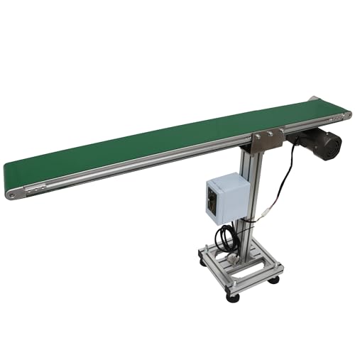 HQHAOTWU Inclined Wall Belt Conveyor PVC Belt Transport Conveyor Single Row Leg Industrial Transfer Conveyor Aluminium Alloy Frames 47×5.9inch Belt