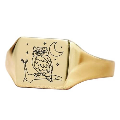 Bague hibou hypoallergénique en argent doré pour peau sensible