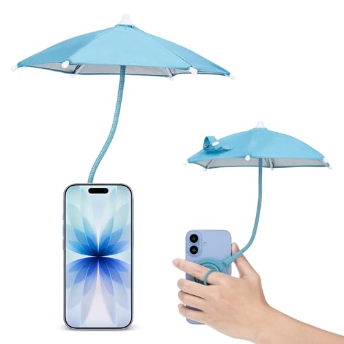 Magnetic Phone Umbrella for Sun,Outdoor Phone Sun Shade Shield with Flexible Angle Design & Rotatable Phone Ring,Umbrella for iPhone 17 Air 16 15 14 13 Pro Max,Mag-Safe Case &All Phone Anti-Glare BLUE