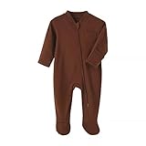 GLEAMING GRAIN Baby Boys Sleep and Play Coffee 3 Months Baby Cotton Sleeper Zip Front Footed Pajamas Coffee 0-3 Months