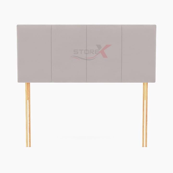 STOREX Plush Fabric Padded Lined Headboard For Devan Bed Bedroom Furniture Clasic Designs (Silver, 4FT Small Double)