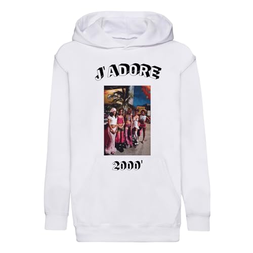 Sweat à capuche enfant J'adore 2000 en coton premium style rétro vintage pour fille et garçon