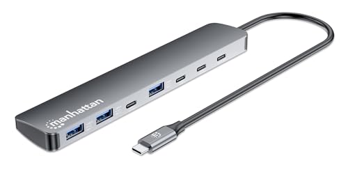 Hub USB-C Manhattan 181167 avec 7 ports haut débit 10 GBit/s pour PC et Mac