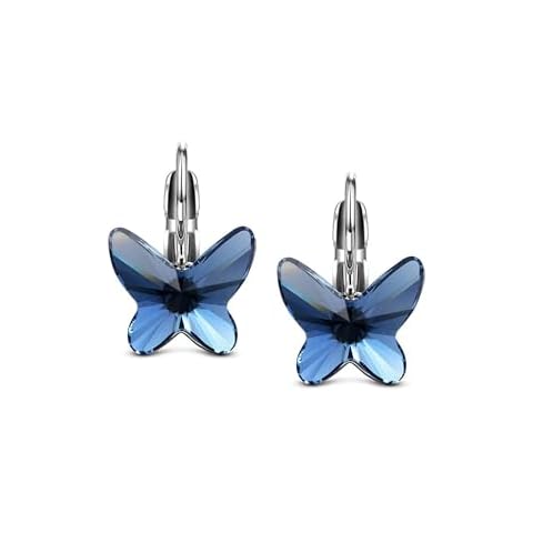Yellow Chimes Women's Clip On Earrings Elegant Butterfly Crystal Plated Clip-on Earrings Blue Cover