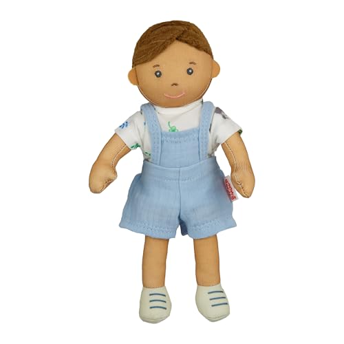 Heless 509 - Poupée en Tissu Ben avec Salopette Bleue et Chemise à Habiller et à déshabiller, poupée Molle d'env. 22 cm à câliner, à Jouer et à Aimer