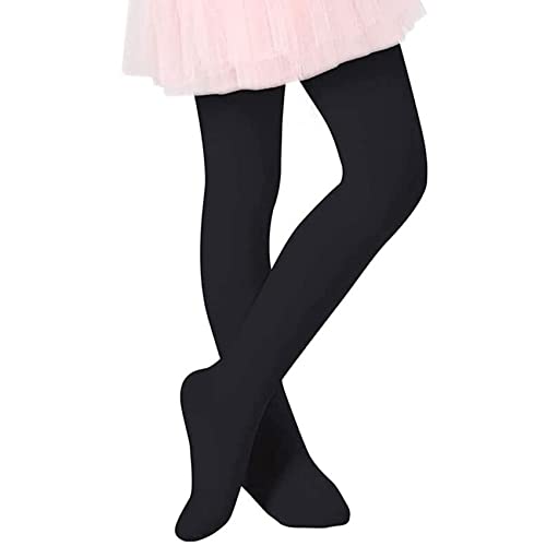 Durio Strumpfhose Mädchen Elastisch Babystrumpfhose Ballettstrumpfhose Tanzstrumpfhose Anti-Rutsch Schwarz 6-9 Jahre (Tag Size L)