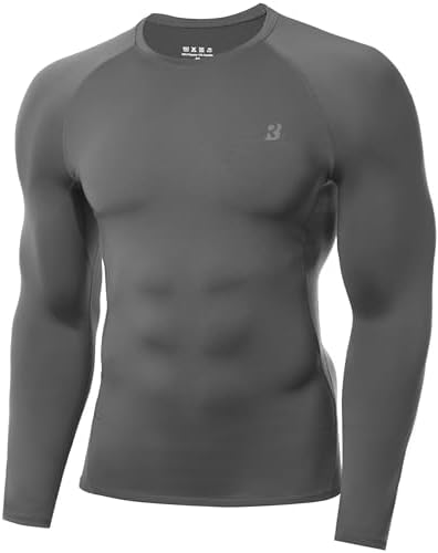 Roadbox Kompressionsshirt Herren Langarm, Sport & Fitness, Schnelltrocknend | Leicht, atmungsaktiv, feuchtigkeitsableitend, 4-Wege-Stretch, Flatlocknähte, UPF 50+, Laufen, Fußball,