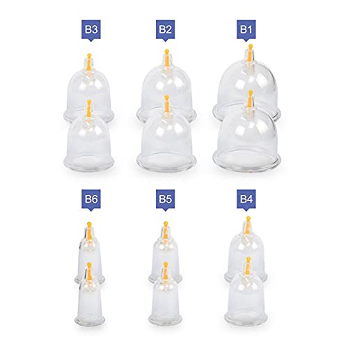Kit com 12 Ventosas de Acrílico e Aplicador para Ventosaterapia Chinesa
